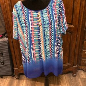 Ruby road colorful blouse, with attached cami, size 18w